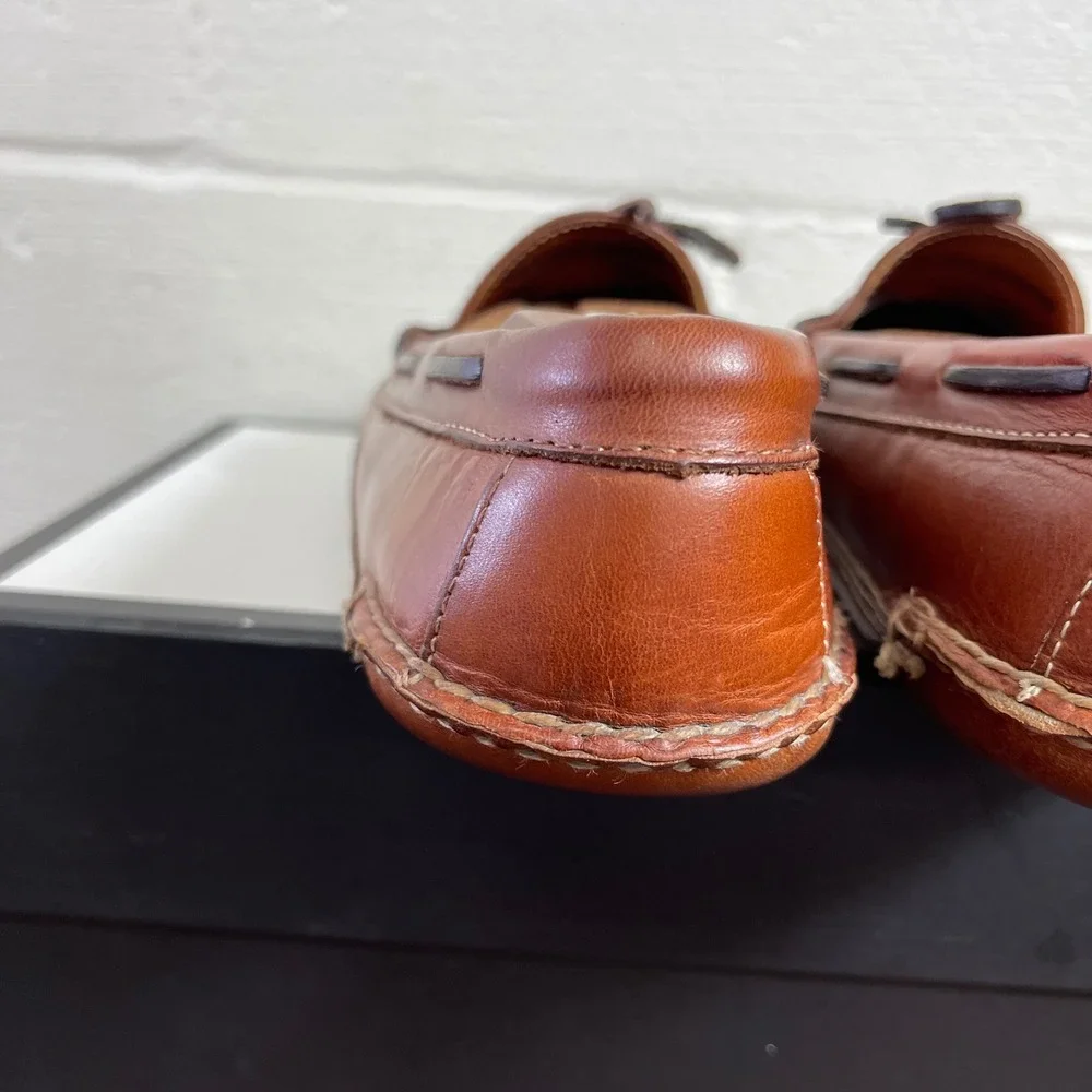 LL Bean Moccasin Slippers Brown Leather Double Sole Slip On Men's Size 10 D